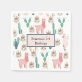 Personalisierter Niedlicher Pink Lama-Geburtstag Serviette (Vorderseite)