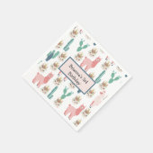 Personalisierter Niedlicher Pink Lama-Geburtstag Serviette (Ecke)