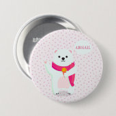 Personalisierter niedlicher Polarbär Button (Vorne & Hinten)