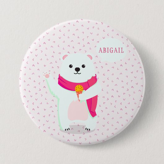 Personalisierter niedlicher Polarbär Button (Vorderseite)