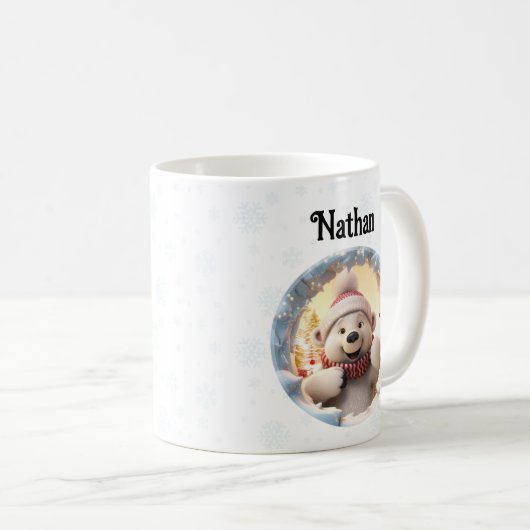 Personalisierter Niedlicher Polarbär, der aus dem  Kaffeetasse (VorderseiteRechts)
