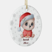 Personalisierter Niedlicher Polarbär - mein erstes Keramik Ornament (Rechts)