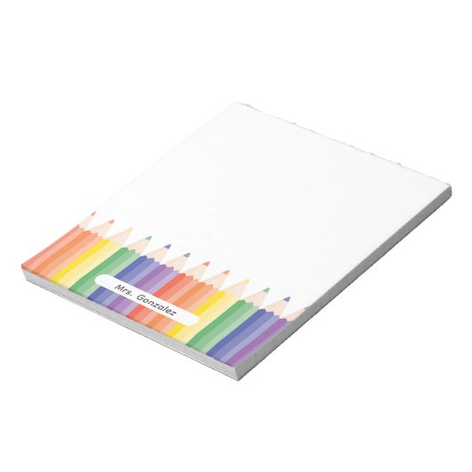 Personalisierter Niedlicher Rainbow-Lehrer Notizblock (Rotiert)