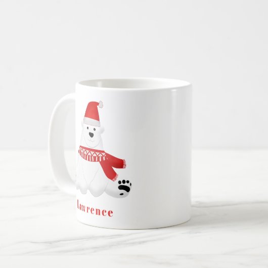 Personalisierter Niedlicher Red Polar Bär Weihnach Kaffeetasse (Vorderseite Links)