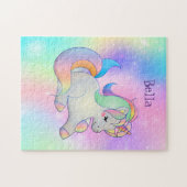 Personalisierter Niedlicher Regenbogen Einhorn Car Puzzle (Horizontal)