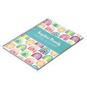 Personalisierter Niedlicher Regenbogen und Sonnen Notizblock (Linke Seite)