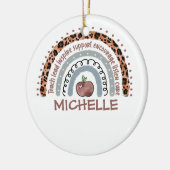 Personalisierter Niedlicher Regenbogenlehrer | IND Keramik Ornament (Links)