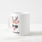 Personalisierter Niedlicher Reindeer Boys Weihnach Kaffeetasse (Vorderseite Links)