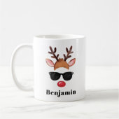 Personalisierter Niedlicher Reindeer Boys Weihnach Kaffeetasse (Links)