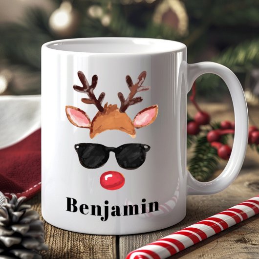 Personalisierter Niedlicher Reindeer Boys Weihnach Kaffeetasse