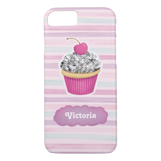 Personalisierter Niedlicher Rosa Cupcake Case-Mate iPhone Hülle (Rückseite)