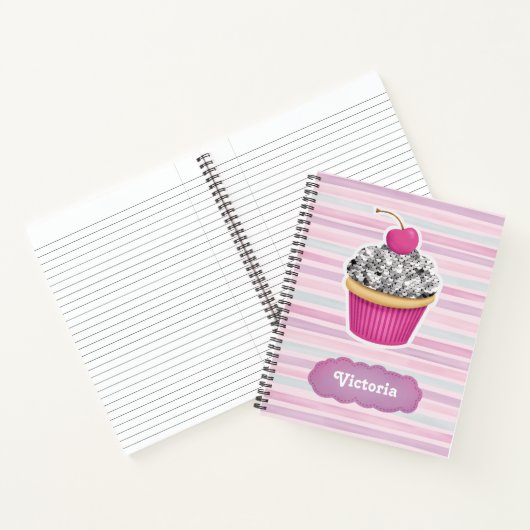 Personalisierter Niedlicher Rosa Cupcake Notizblock (Innenseite)