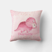 Personalisierter Niedlicher Rosa Dinosaurier Kissen (Rückseite)