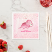 Personalisierter Niedlicher Rosa Dinosaurier Serviette (Beispiel)