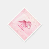 Personalisierter Niedlicher Rosa Dinosaurier Serviette (Ecke)