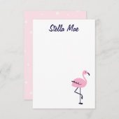 Personalisierter niedlicher Rosa Flamingo notecard Mitteilungskarte (Vorne/Hinten)