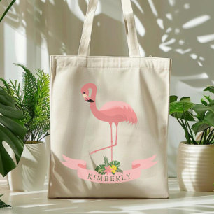 Personalisierter Niedlicher Rosa Flamingo Tragetasche