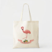 Personalisierter Niedlicher Rosa Flamingo Tragetasche (Vorne)