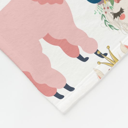 Personalisierter Niedlicher Rosa Lama und grüner K Fleecedecke (Ecke)