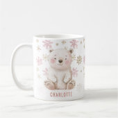 Personalisierter Niedlicher rosa Winterbär Weihnac Kaffeetasse (Links)