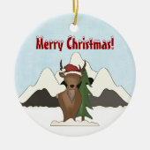 Personalisierter Niedlicher Santa Deer Keramikornament (Vorne)