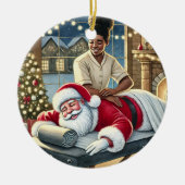 Personalisierter Niedlicher Santa Erreichbarkeit e Keramik Ornament (Vorne)