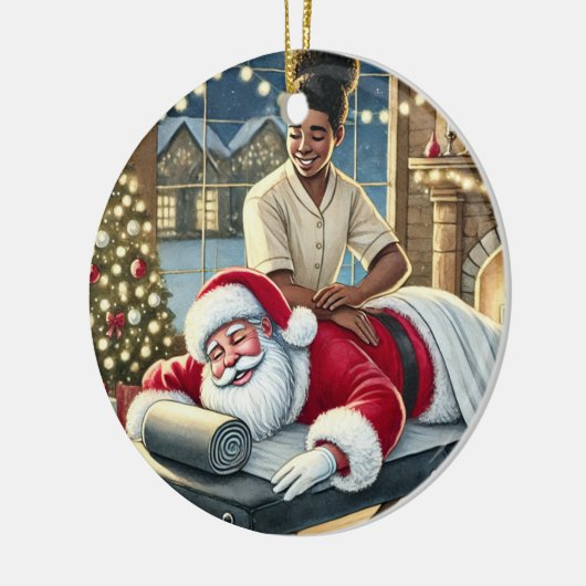 Personalisierter Niedlicher Santa Erreichbarkeit e Keramik Ornament (Links)