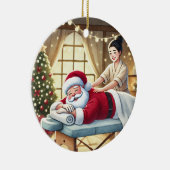 Personalisierter Niedlicher Santa Erreichbarkeit e Keramik Ornament (Rechts)