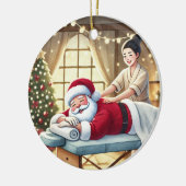 Personalisierter Niedlicher Santa Erreichbarkeit e Keramik Ornament (Links)