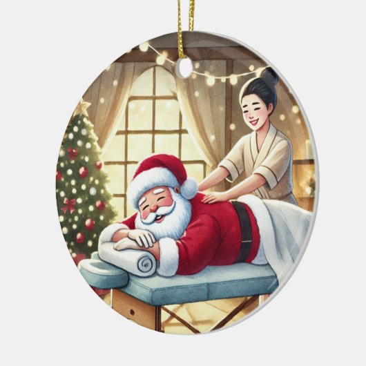 Personalisierter Niedlicher Santa Erreichbarkeit e Keramik Ornament (Links)