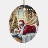 Personalisierter Niedlicher Santa Erreichbarkeit e Keramik Ornament (Rechts)