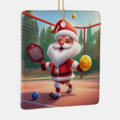 Personalisierter Niedlicher Santa Playing Pickleba Keramikornament (Rechts)
