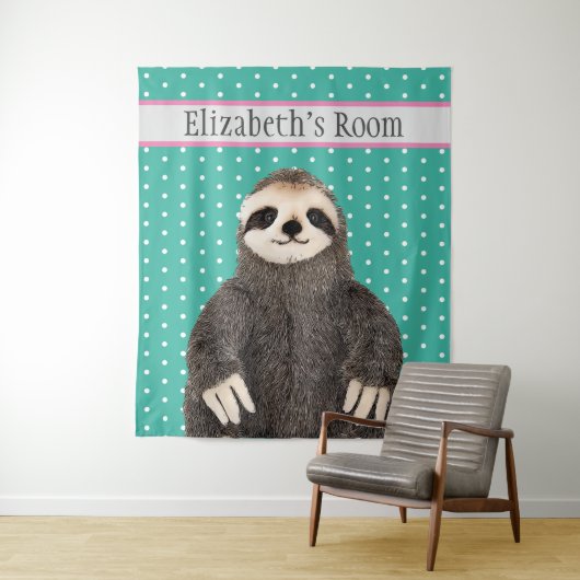 Personalisierter Niedlicher Schlaf-Tiername Kid's Wandteppich (Beispiel)