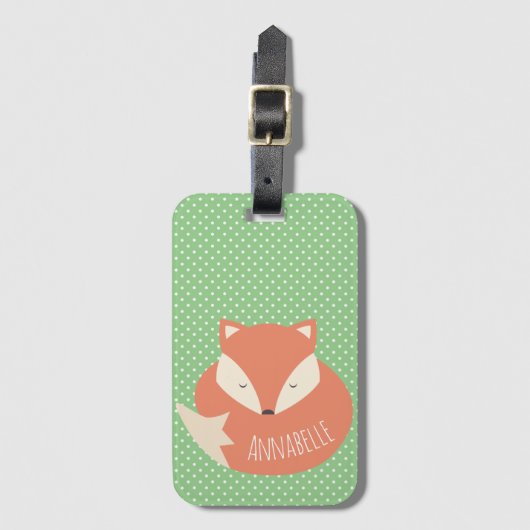 Personalisierter niedlicher SchlafenFox Gepäckanhänger (Vorderseite Vertikal)