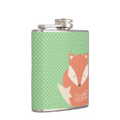 Personalisierter Niedlicher Schlaffox Green Polka  Flachmann (Rechts)