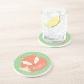 Personalisierter Niedlicher Schlaffox und Polka Do Getränkeuntersetzer (Seite)