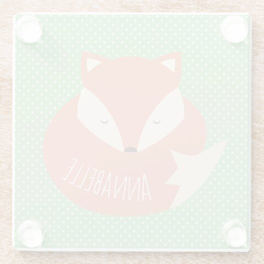 Personalisierter Niedlicher Schlaffuchs Glasuntersetzer (Rückseite)