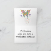 Personalisierter niedlicher Schmetterling Geburtst Karte (Innenseite)