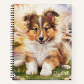 Personalisierter Niedlicher Sheltie Welpenhund Notizblock (Vorderseite)