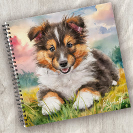 Personalisierter Niedlicher Sheltie Welpenhund Notizblock