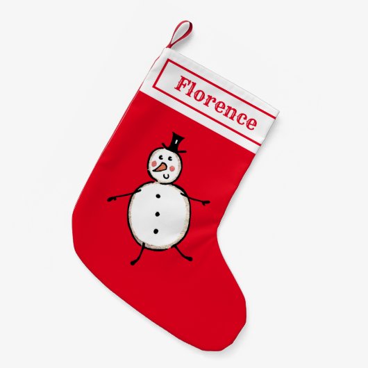 Personalisierter Niedlicher Snowman-Strumpf Kleiner Weihnachtsstrumpf (Vorderansicht (hängend))