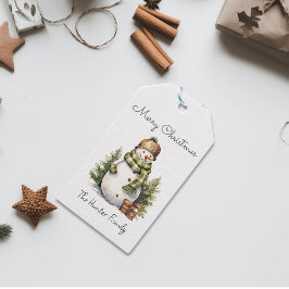 Personalisierter Niedlicher Snowman Watercolor Wei Geschenkanhänger