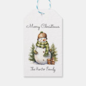 Personalisierter Niedlicher Snowman Watercolor Wei Geschenkanhänger (Rückseite)