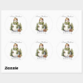 Personalisierter Niedlicher Snowman Watercolor Wei Runder Aufkleber (Blatt)