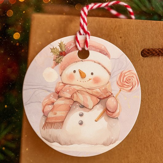 Personalisierter Niedlicher Snowman Weihnachtsgesc Geschenkanhänger