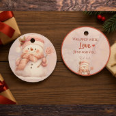 Personalisierter Niedlicher Snowman Weihnachtsgesc Geschenkanhänger