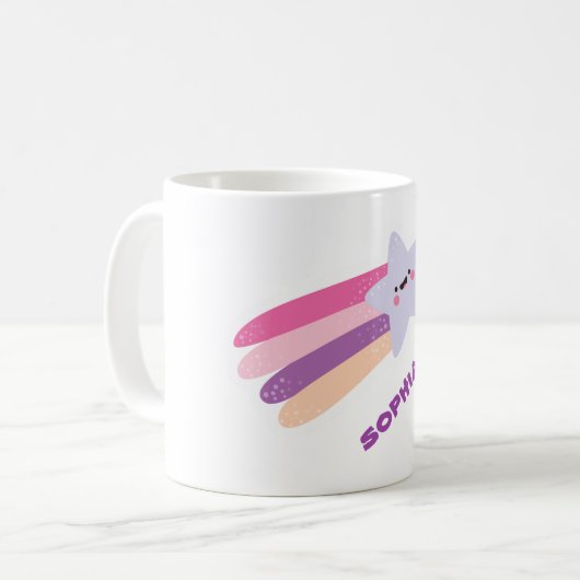 personalisierter niedlicher Sternregenbogenname Kaffeetasse (Vorderseite Links)