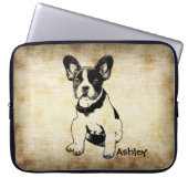 Personalisierter Niedlicher Sweet-Bulldog-Welpe Laptopschutzhülle (Vorderseite)