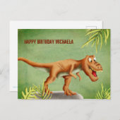 Personalisierter Niedlicher T-Rex Dinosaurier zum Postkarte (Vorne/Hinten)