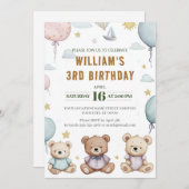 Personalisierter Niedlicher Teddy Bär Einladung zu (Vorne/Hinten)